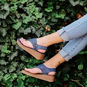 Journee Collection | Macy's Women's Mckell Navy Wedge Sandals